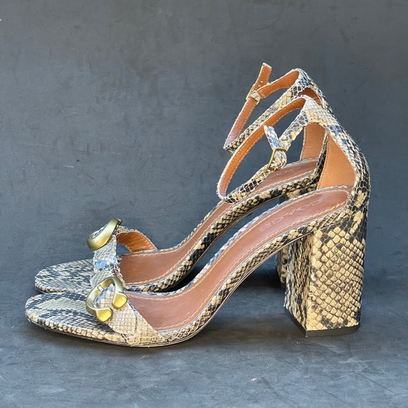 COACH snake print ankle strap block heels - Picture 4 of 7